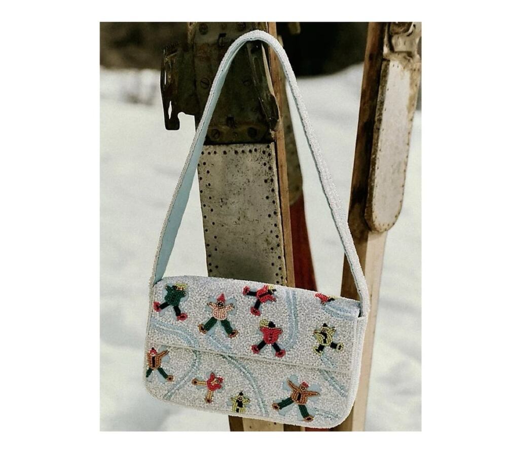 Anthropologie Fiona Beaded Bag Winter Icon Edition Snow Angels